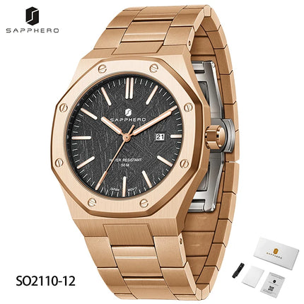 SAPPHERO Fashion Men's Watches Stainless Steel Business Watches Men's Waterproof Date Display Watches for Men