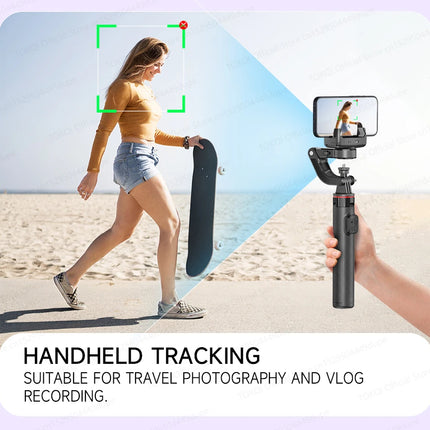 C22 AI Face Tracking Handheld Gimbal Stabiliser 360° Rotation Shoot Selfie Stick Tripod for Mobile Phone, 1/4'' Screw for Camera
