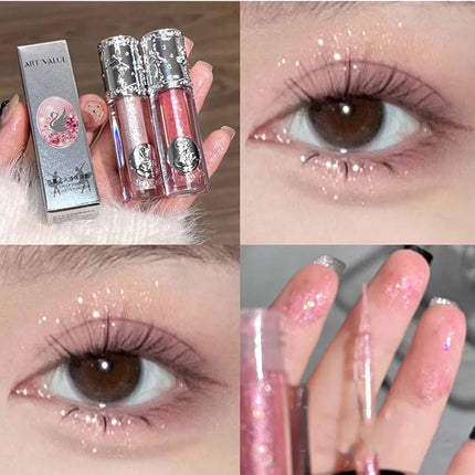 Liquid Eyeshadow Pearlescent Shimmer Long Lasting Monochrome Pearly Fine Sparkling Sequins Eye Shadow Highlighter Quick Drying