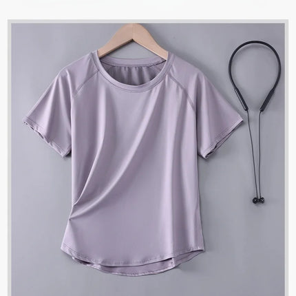 DRUR Women Sports T-shirt Short Sleeve Quick Dry Loose  Compression Shirt Female Summer Fitness Sweatshirt Running Gym Tops New
