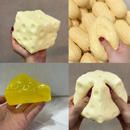 HOTHOT @-Jumbo Cheese Cube Stress Ball Big Cheese Shapeable Squeeze Ball Non-Bounce Fidget Toy ASMR Sensory Anti-Stress Festival