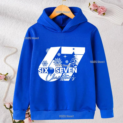 Autumn Winter Six Seven Cool Concise Print Kid Hoodies Fashion Boys Girls Long Sleeved Hooded Casual Warmer Children's Pullovers