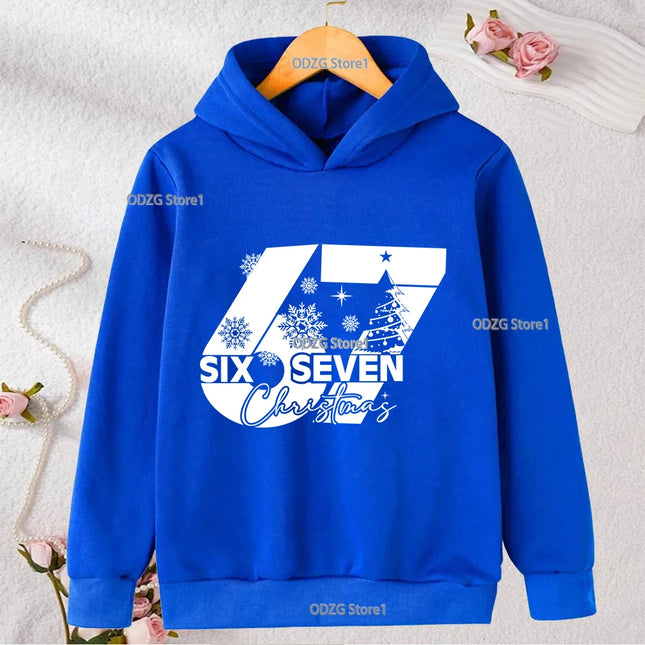 Autumn Winter Six Seven Cool Concise Print Kid Hoodies Fashion Boys Girls Long Sleeved Hooded Casual Warmer Children's Pullovers