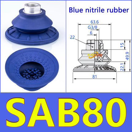 SAB Series Vacuum Suction Cups SAB22/30/40/50 Manipulator Corrugated Sucker Strong Force Nitrile Rubber Industrial Accessories