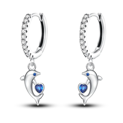 925 Silver Charms Plata De Ley 925 Jewelry Women Fashion Cute Tiny Clear Crystal CZ Stud Earrings Star Starfish Dolphin Earrings