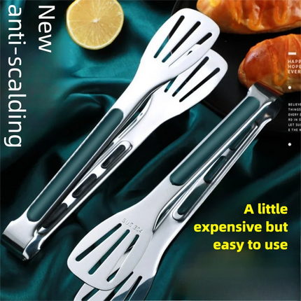 1pc Non Slip Stainless Steel Food Tongs Meat Salad Bread Clip Barbecue Grill Buffet Clamp Cooking Tools Kitchen Accessories