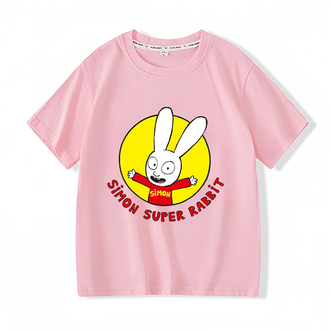 Simon Super Rabbit T-shirts Funny Children's Boys T-shirt Spring Summer Cotton Boys Girls Preschool Children Tops Cartoon Clothes