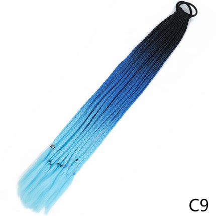 AZQUEEN Synthetic Gradient Color Dirty Braided Ponytail 60CM Elastic Rubber Band Braiding Pony Tail Hair Extensions For Girls