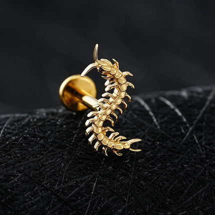 Right Grand ASTM F136 Titanium 16G Gothic Centipede Cartilage Earring Punk Helix Tragus Conch Snug Ear Labret Piercing Jewelry