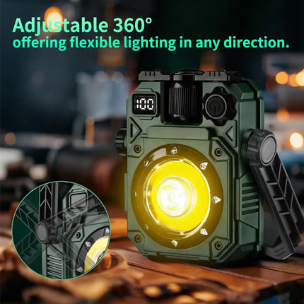 LED Work Light, Portable Work Light, Work Lights on Stand Rotatable Stand and Handle, Hook Design LED Flood Light for Workshop