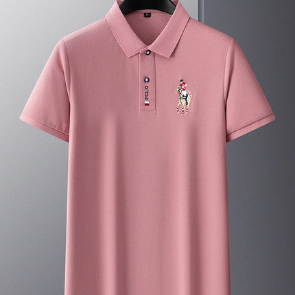 Brand Embroidered Men's Pure Cotton Popsicle Cotton Short Sleeve Polo Shirt Summer New Business Casual Breathable Men's Top 4XL