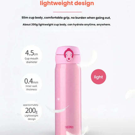 THERMOS 350/500ML Water Bottle Vacuum Flask Stainless Steel Thermal Mug, Hot Cold Keep 6-12H,Leakproof for Office Outdoor Travel