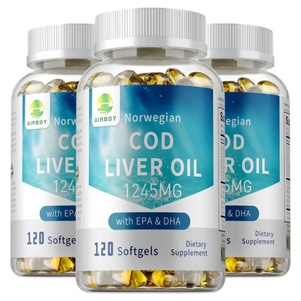 Cod Liver Oil Capsules - Contains EPA and DHA To Support Cardiovascular Health, Promote Overall Well-being, and Enhance Memory