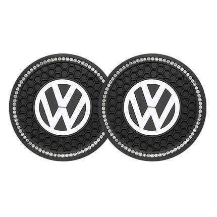 2Pcs Car Interior Coasters Silicone Water Cup Anti-slip Mats For VW Tiguan Arteon Taigo Caddy CC e-up! Golf Polo Passat Amarok