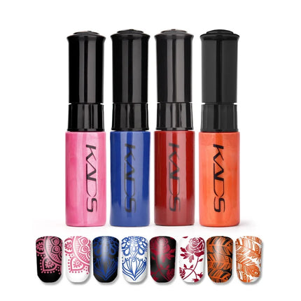 4/5PCS/Kit Colorful Nail Stamping Polish With Stamper Template Art Decoration Nail Polish Lacquers Manicure Varnishes Tools