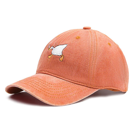 Embroidered baseball cap with goose pattern for men and women, casual and fashionable city style duckbill cap
