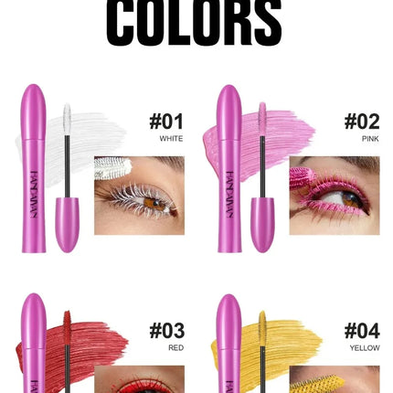 Colorful Silk Mascara Waterproof Lasting Mascara Yellow Black Cream Thickening Lengthening Curling Smudge-Proof Makeup Cosmetic