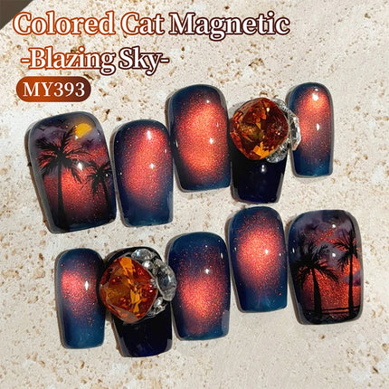 BORN PRETTY 1 Bottle Blazing Sky Cat Magnetic Gel Nail Polish Colored Metal Ruby Red Soak Off UV Crystal Varnish Nail Art 10ml