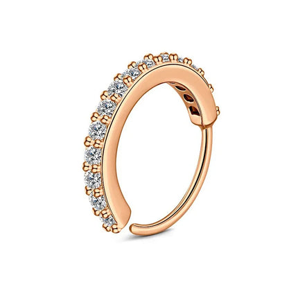 Stainless Steel Cubic Zircon Fake Nose Ring for Women Round Cartilage Tragus Helix Ear Nose Piercing Falso Body Jewelry