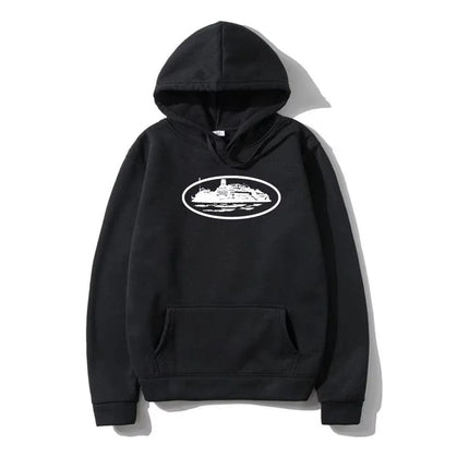 Yacht Graphic Black Hoodie Men Women  Nautical Style Casual Hooded Sweatshirt  Sailing Enthusiast Fashion Streetwear Top