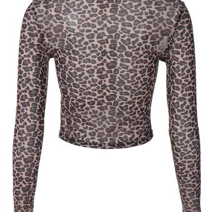 Dulzura Sexy Long Sleeves Tops Mesh T Shirt Leopard Printed Bodycon Women Clothes Lady Party Club Streetwear Casual Nightout Y2K