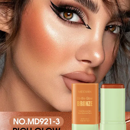 Durable waterproof powder blusher stick, vibrant color, multi color options, rich color display, suitable for daily and holiday