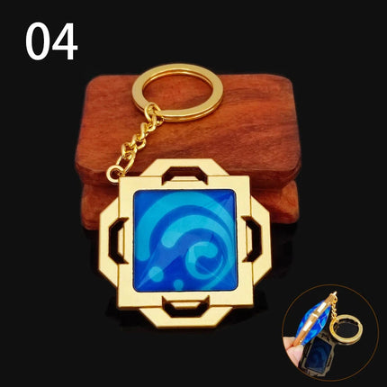 Anime Game Genshin Impact Vision Keychain Luminous 7 Element Weapons Eye Of Original God Toy Luminous Keyring Bag Pendant Gift