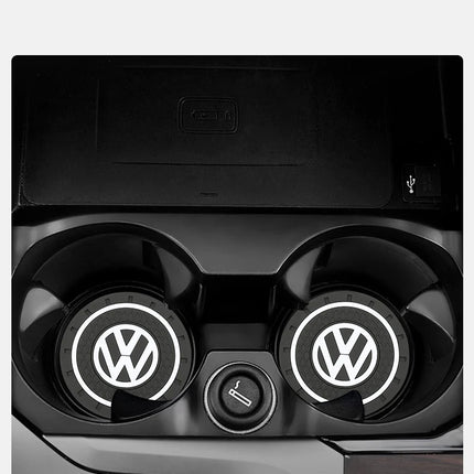 2Pcs Car Interior Coasters Silicone Water Cup Anti-slip Mats For VW Tiguan Arteon Taigo Caddy CC e-up! Golf Polo Passat Amarok
