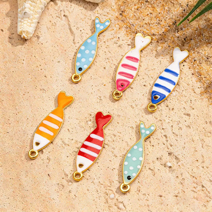 6/12pcs Stainless Steel Small Fish Enamel Pendant for DIY Jewelry Making Accessories Findings Ocean Necklace Earrings