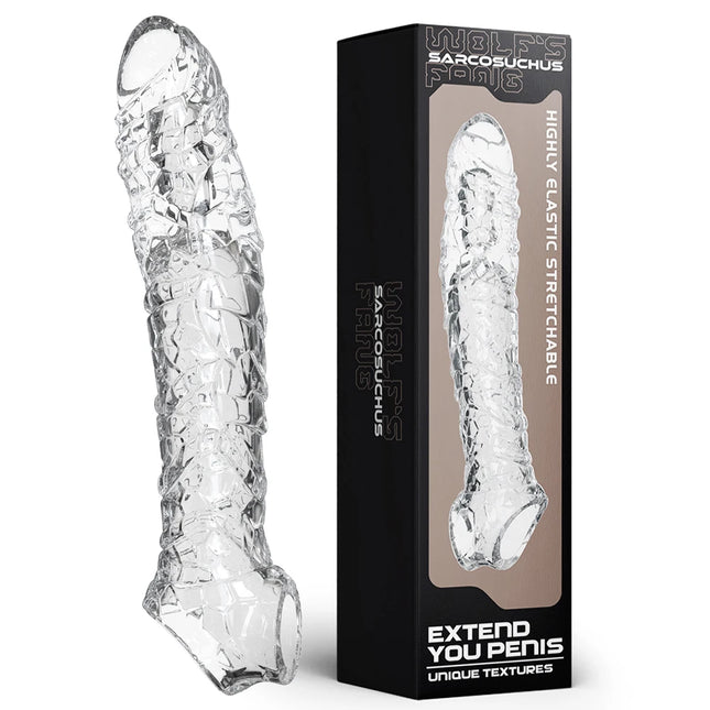 Penis Extension Sleeve Vibration Extend Adult Sex Toys Reusable Penis Sleeve Delay Ejaculation Dick Sleeve Sex toys for Men 18+