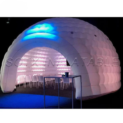 Stock Party Events Outdoor Oxford Material Half Inflatable Dome Tent With Led Lights Blower White Inflatable Igloo Dome House