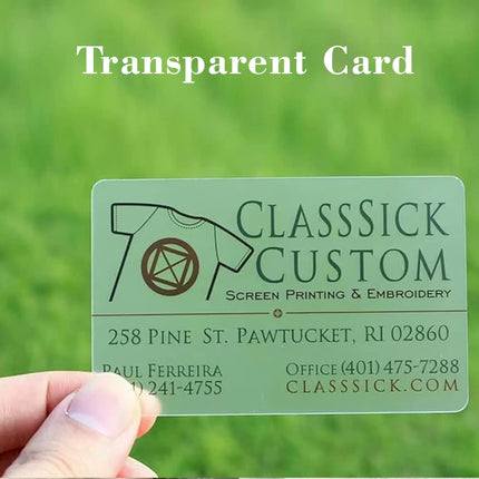 20-500PCS Custom Transparent PVC Business Card Colorful Printing Personalized LOGO Text Thank You Card Free DESIGN 0.38mm