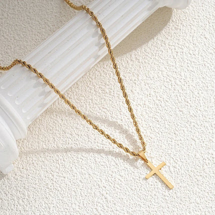 New Stainless Steel Cross Pendant Necklace for Men Women Minimalist Gold Color Jewelry Male Female Necklaces Chokers Gifts 2025