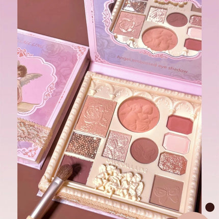 Pearl Matte Waterproof Eye Shadow Palette Blush Glitter Highlighter All In One Embossed Angel Face Contour Makeup Collection