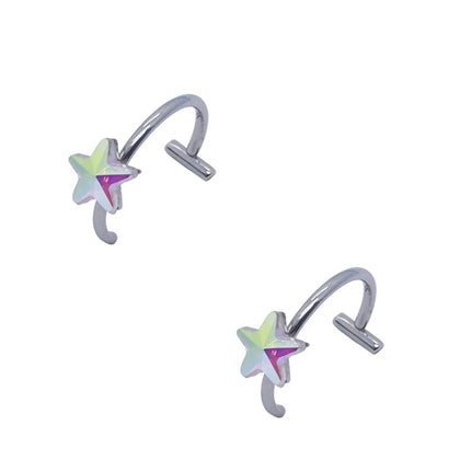 2PCS Trendy 10mm Stainless Steel Punk Clip on Fake Piercing Nose Wrap Lip Rings Unisex Nose Ring Women Men Tusk Body Jewelry
