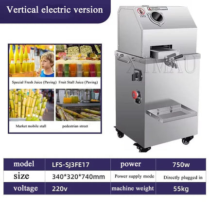 Electric Sugarcane Machine Desktop Vertical Commercial Juicer Stainless Steel Juicer Equipment