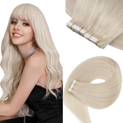 VeSunny Tape in Hair Extensions Human Hair Balayage Color Real Natural Hair Skin Weft Straight Seamless Remy Hair Extensions