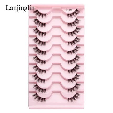 Half Eey Lashes 3/5/10 Pairs New Faux Mink Lashes Natural False Eyelashes Wispy Fluffy Eyelash Extension Makeup Half Lashes Tool