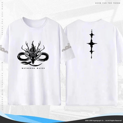 New Game Wuthering Waves T Shirt Fan Merch Wuthering Gift for Gamers Cotton T-Shirt Streamer Shirt Kuro Anime Clothes