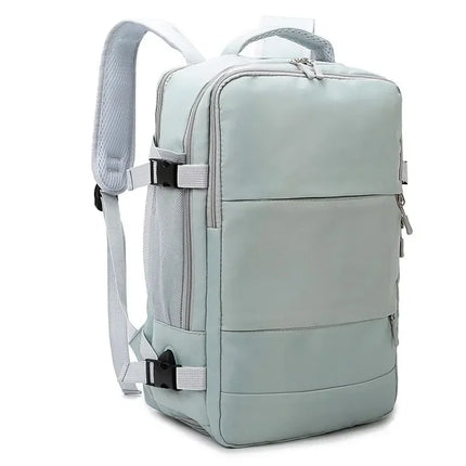 Water-resistant independent shoe compartment backpack with railing, USB interface travel bag, large-capacity storage bag