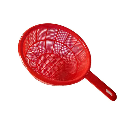 1/2Pcs Household Kitchen Plastic Basket Red Handle Vegetable Fruit Rice Wash Drain Storage Net Strainer Circular