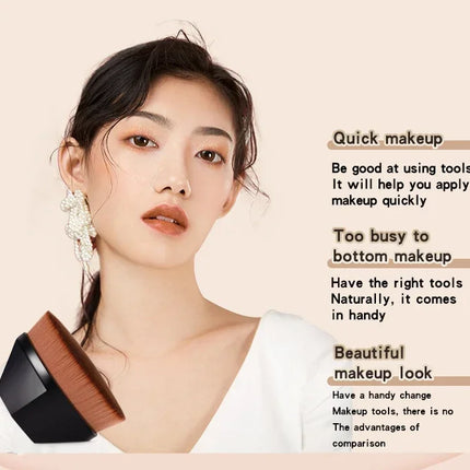 Streak-Free Foundation Brush - High-Density Vegan Fiber for Liquid & BB Cream, Magic  Application, Travel-Friendly Beauty Tool