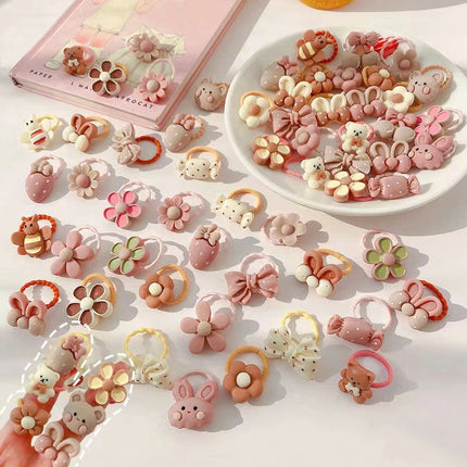 50PCS to 10PCS Lot Cute Cartoon Rabbit Hair Band Girls Elastic Hair bands Headwear Kids Hair Accessories Hairwear Mixed Style