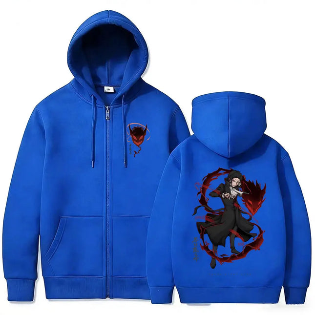 Anime Bungo Stray Dogs Ryunosuke Akutagawa Merch Zipper Hoodie Men Women Casual Vintage Zip Up Jacket Cosplay Zip Up Sweatshirt