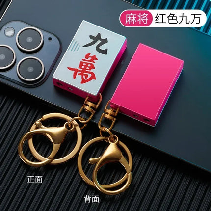 Metal Poker Keychain Pendant Inflatable Lighter Mini Compact Side Slip Butane Open Fire Outdoor Portable Lighter Men's Gift