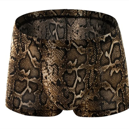 Mens Underwear Boxers Shorts Homme Snakeskin Leopard Panties Man Breathable U Convex Pouch Underpants Cueca Calzoncillo M-XXL