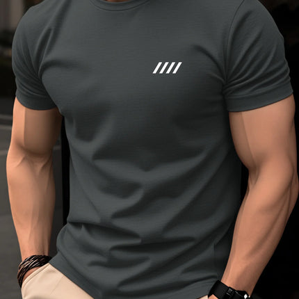 Summer men's 100% pure cotton casual fashionable loose retro compass mountain pattern printed round neck short sleeved T-shirt
