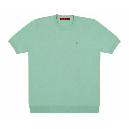 CH Embroidered Solid Color Short Sleeve Knit T Shirt Men Crew Neck Regular Fit All Match Soft Touch Casual Daily Tops