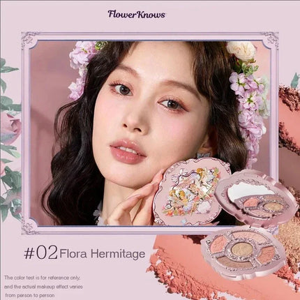 Flower Knows Series Shell Strawberry Angel Moonlight Mermaid Jewel Eyeshadow Palette 5 Colors Pearlescent Mashed Potatoes