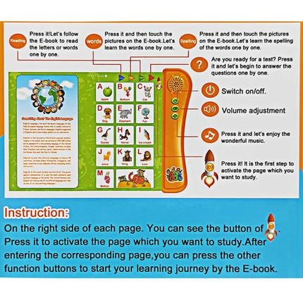 Interactive E-book Children ABC Smart Electronic Educational Reading Talking Interactive Language English Story Board Books